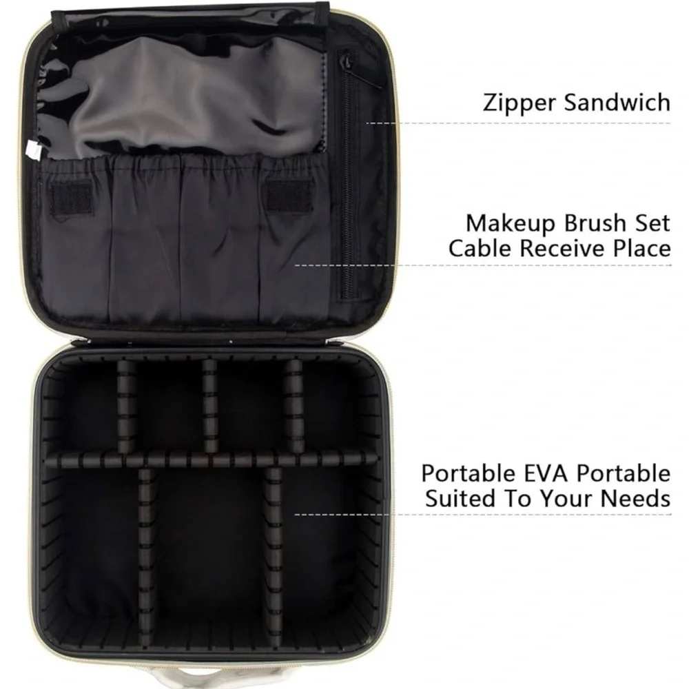 Relavel Marble Makeup Bag White Gray Zipper Handle Adjustable Compartment